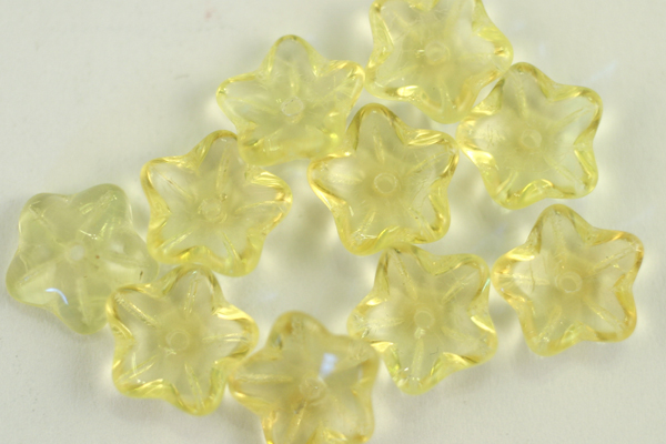 1 STRAND (25pc) 10mm JONQUIL LEMON CZECH GLASS STAR FLOWER CAP BEADS CZ118-1ST